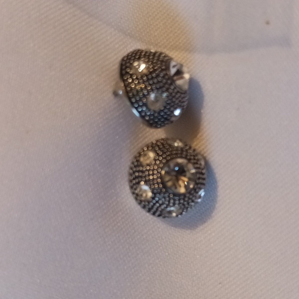 Lia Sofia Rhinestone Silver Earrings - image 2